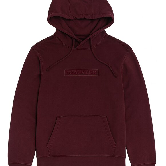 AMERICAN EAGLE Men's XL Burgundy Logo Hoodie Pullover Sweatshirt Casual-A124 - Picture 1 of 5